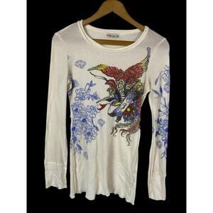 Forever 21 Thermal Shirt Vintage Y2K Grunge Skater Whimsigoth Emo Gamer Womens M